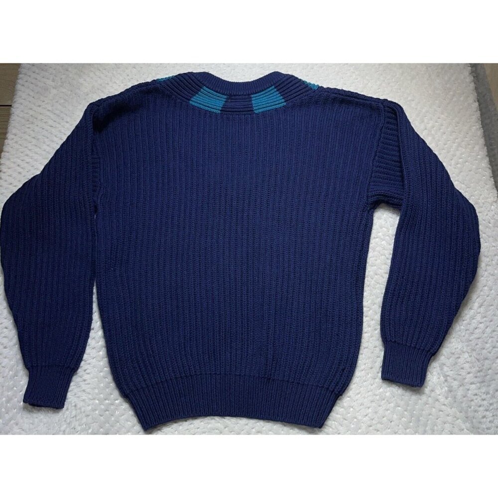 Vintage IZOD Sweater Mens Large Chunky Knit Tennis Cotton 90s V Neck 3D Textured - Picture 2 of 8
